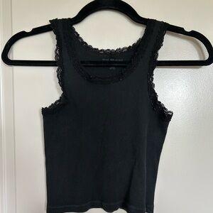 Brandy Melville Black Fitted Crop Tank Top